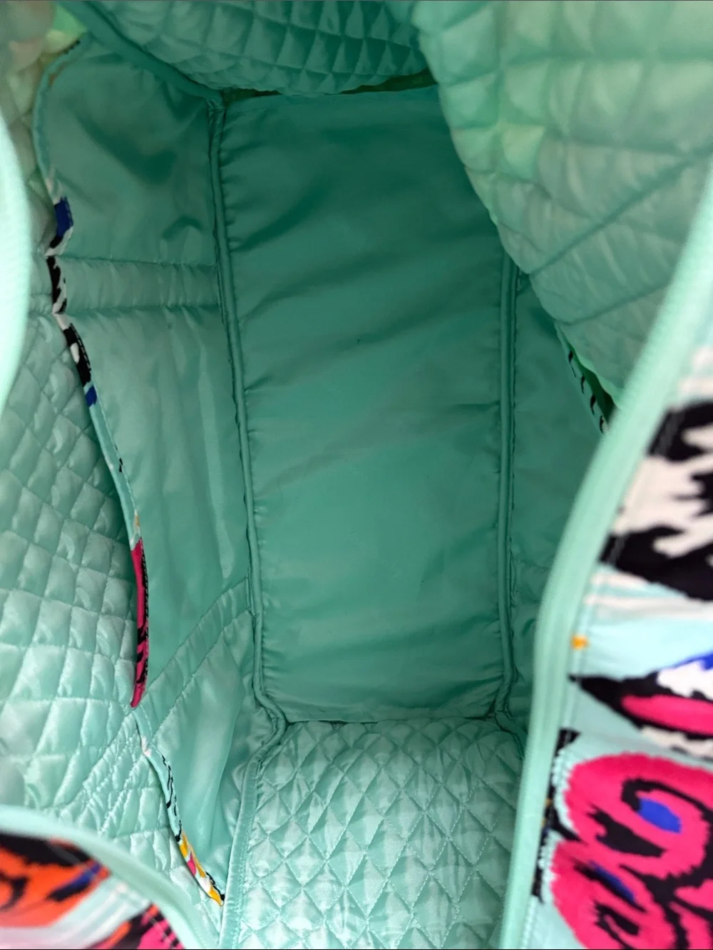 Vera Bradley Pueblo Vera Quilted Turquoise Patterned Tote Bag - Picture 6 of 11